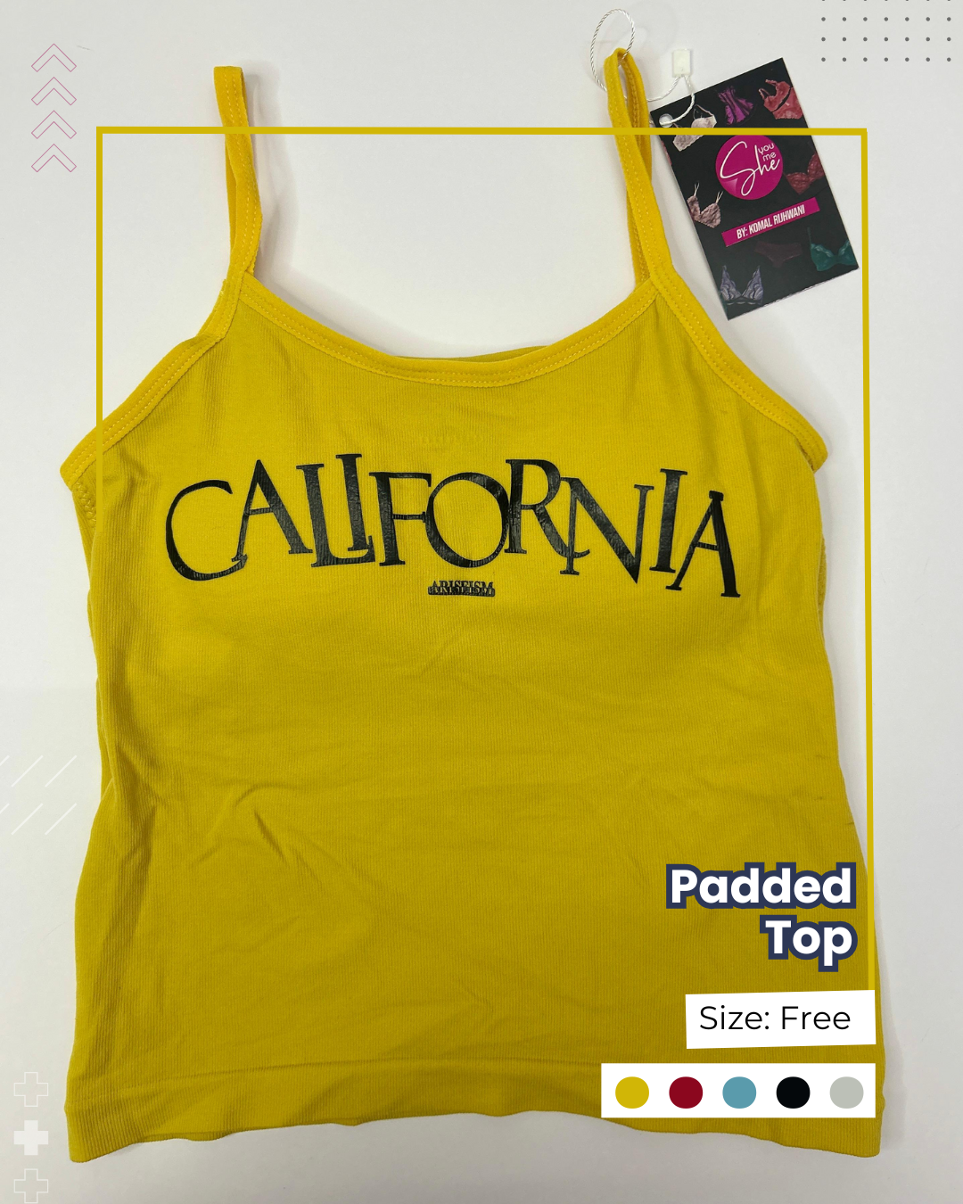 California Ribbed Cotton Padded Crop Top