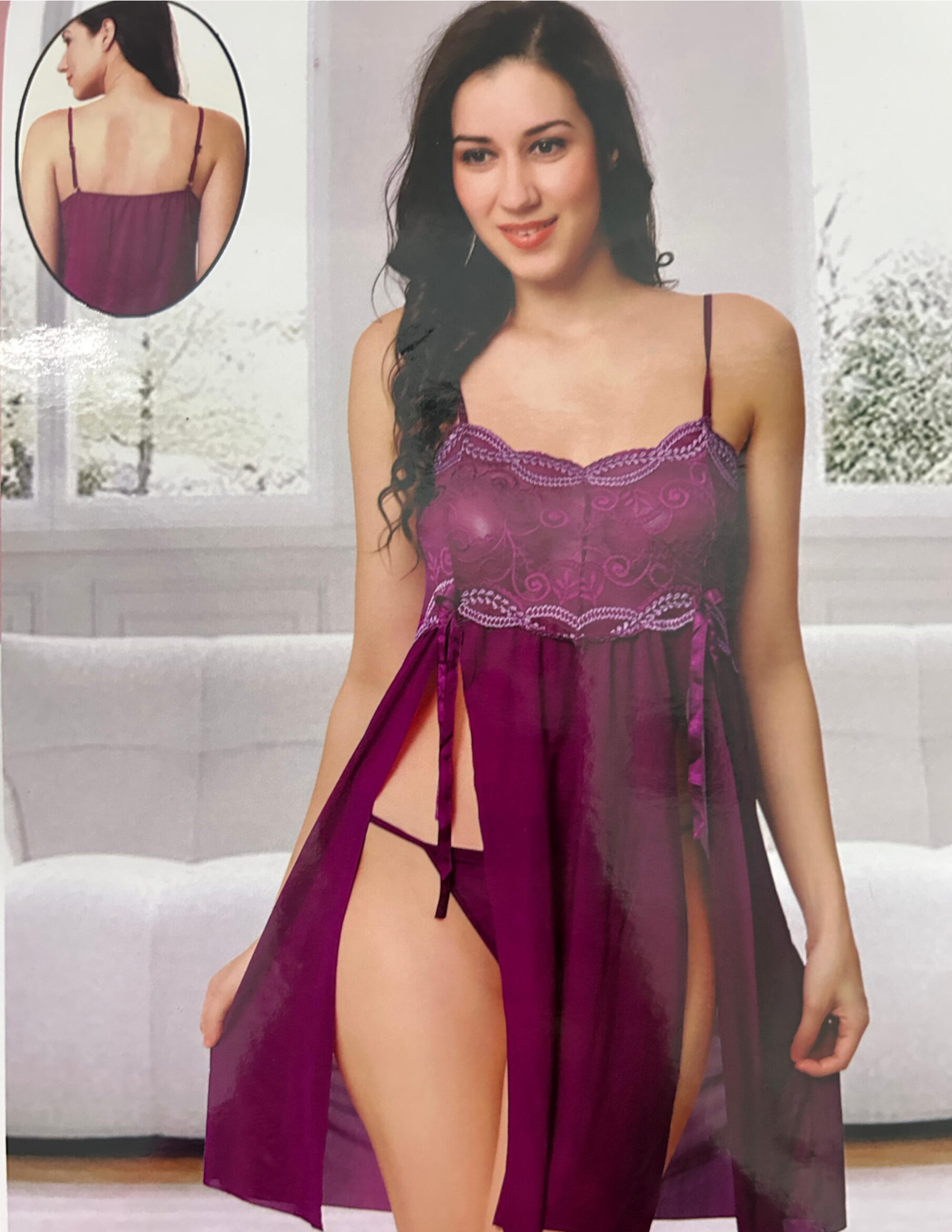 Lace Desire Plum Babydoll Set